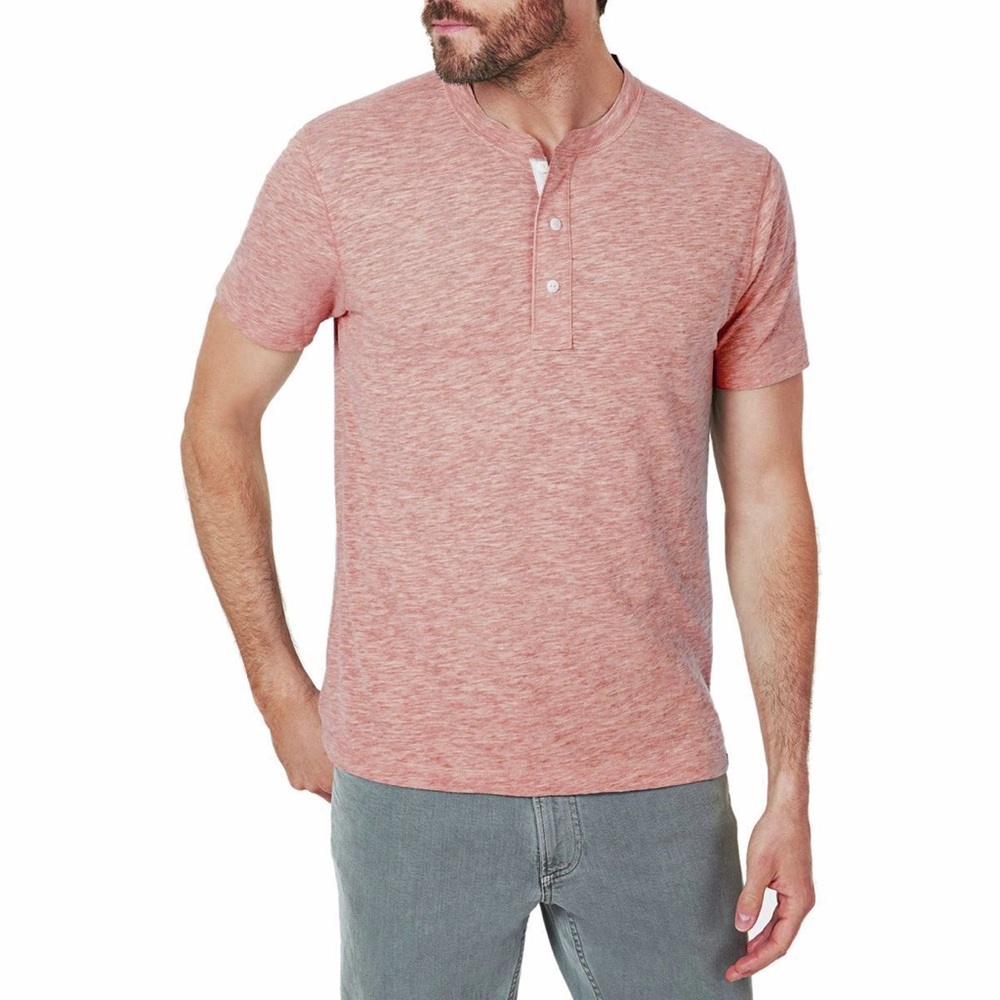 Faherty Peach/Salmon Short Sleeved Henley Tee size Large